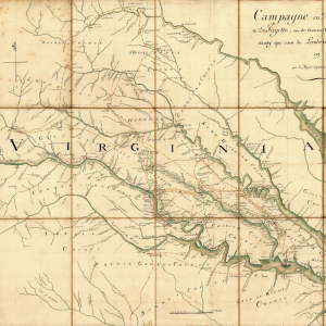 Campagne en Virginie du Major Général M'is de LaFayette : ou se trouvent les camps et marches, ainsy que ceux du Lieutenant Général Lord Cornwallis en 1781